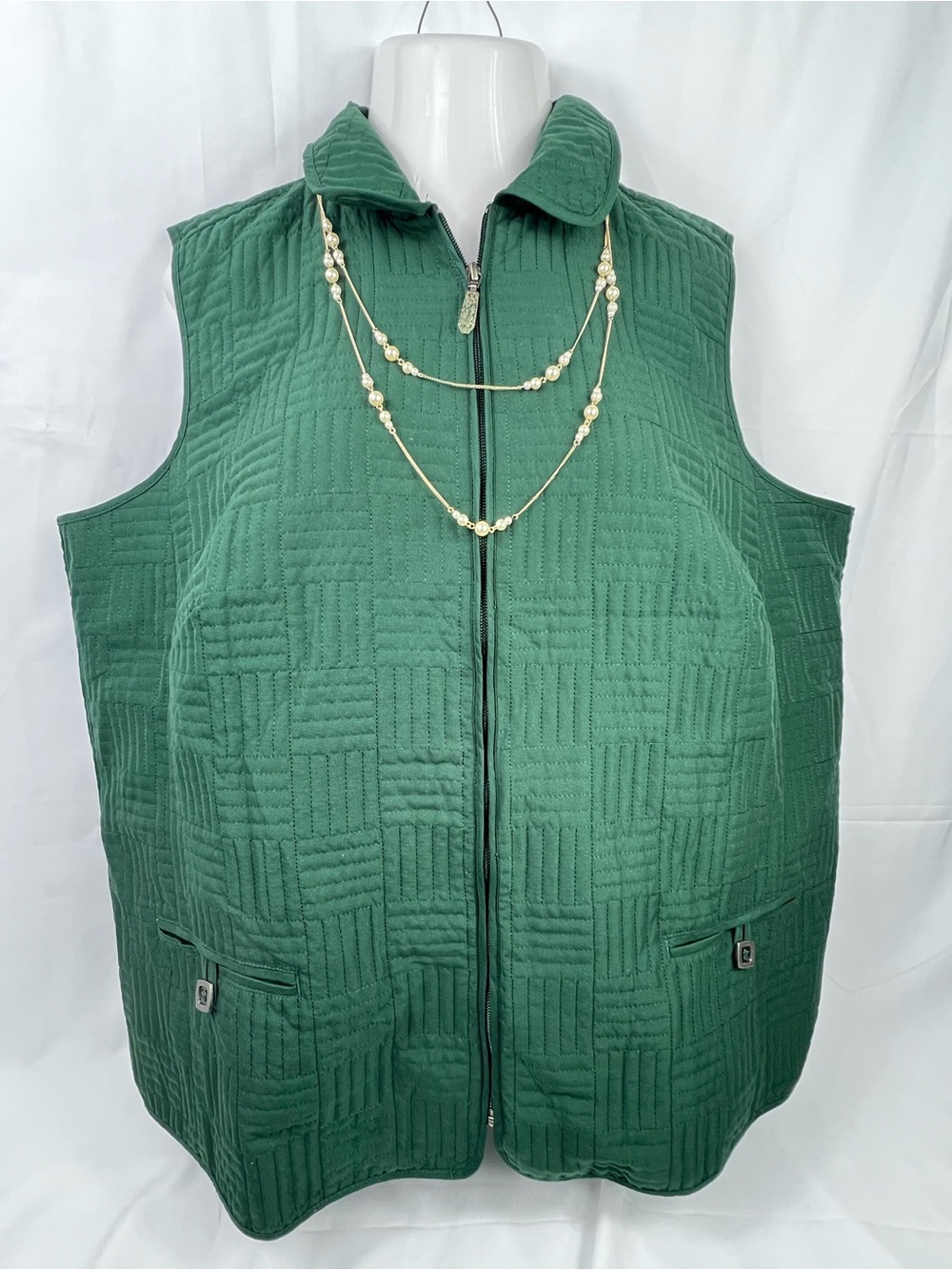 Christopher & Banks Quilted Forest Green Zip-Front Women's Vest Size 2X